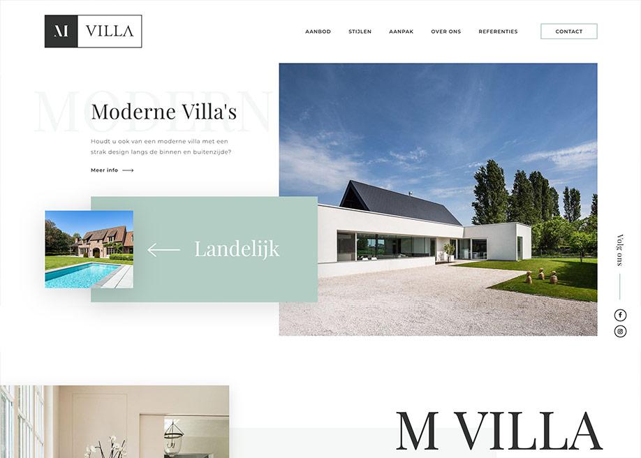 Dynamische website lay-out - MVilla website